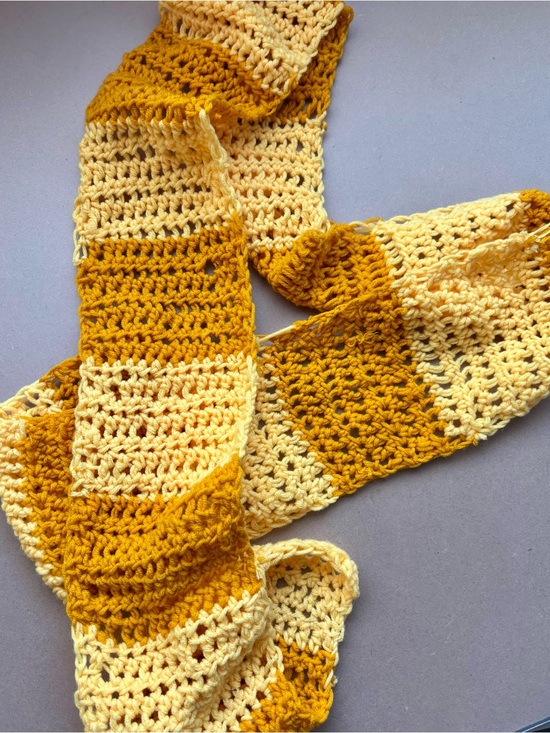 Accessories - Men’s or Women’s Yellow and Orange Striped Handmade Crochet Scarf